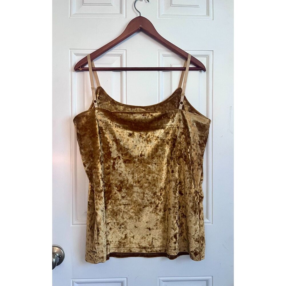 NWT 7th element gold velvet tank camisole adjustable straps 1X/XL - Picture 2 of 7